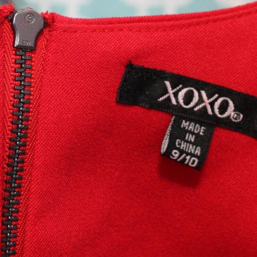 XOXO Flutter Sleeve V-Neck Red Sheath Dress - Size 9/10 - Picture 4 of 9